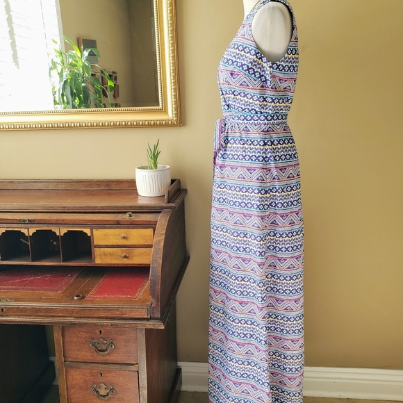 Vineyard Vines St Barths Commodore Maxi Dress Size 6 Purple Stripe Surplice Wrap - Picture 6 of 7